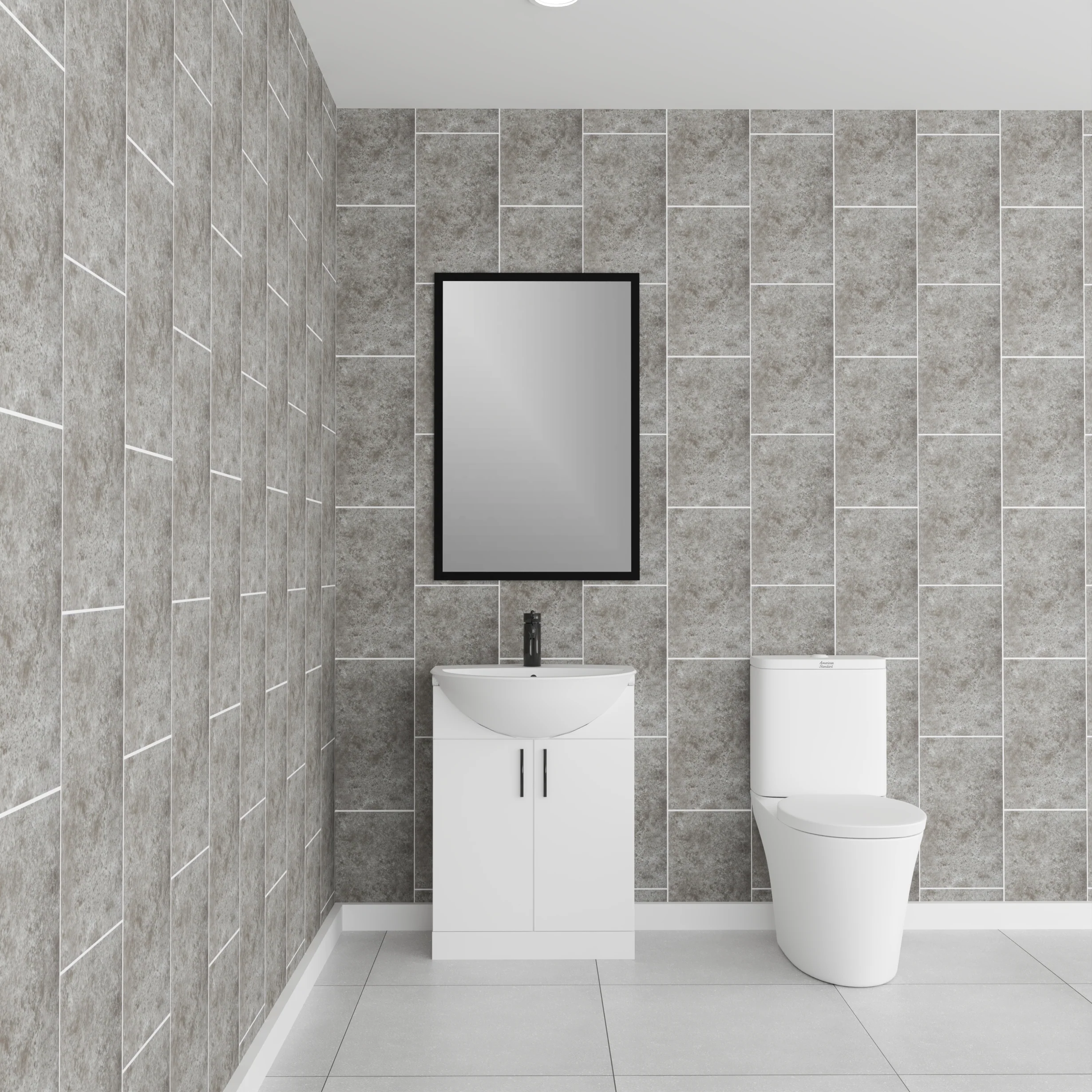 4 Pack | 8mm Grey Grout Line Tile Wall Panel 2.6M