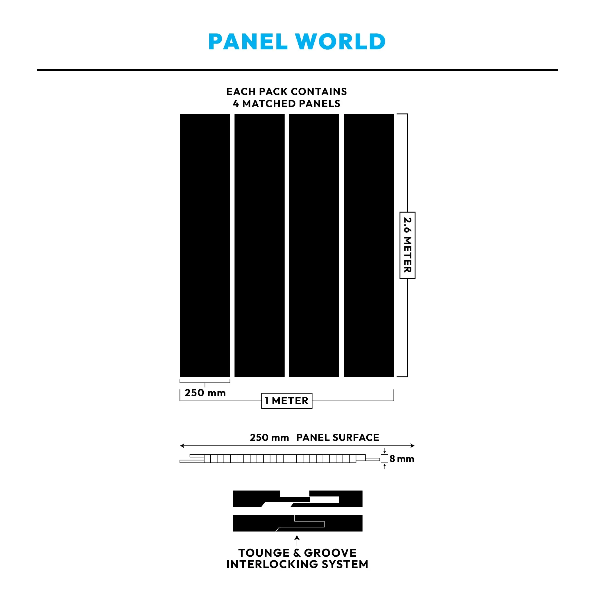 4 Pack | 8mm White Ash Woodgrain Gloss Wall & Ceiling Panel 2.6M - Image 3